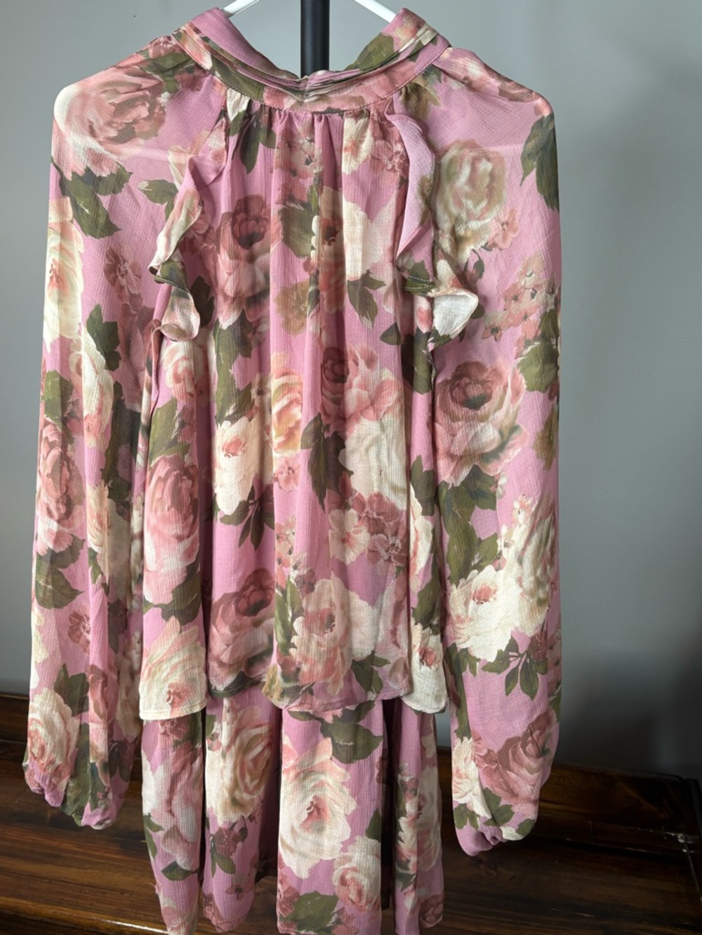 Floral Pink Ruffle Tiered Women's Dress